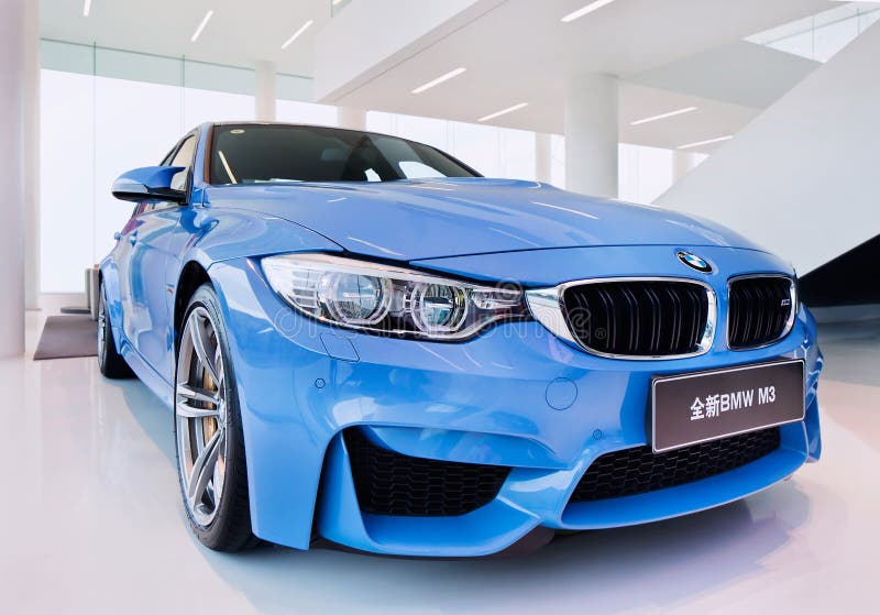 SHANGHAI-DECEMBER 9, 2014. The New BMW M3 sedan. The new BMW 425 hp M3 sedan has a new twin-turbocharged 3.0-liter inline-six, more powerful than the atmospheric 4.0-liter V8 of its predecessor. SHANGHAI-DECEMBER 9, 2014. The New BMW M3 sedan. The new BMW 425 hp M3 sedan has a new twin-turbocharged 3.0-liter inline-six, more powerful than the atmospheric 4.0-liter V8 of its predecessor.