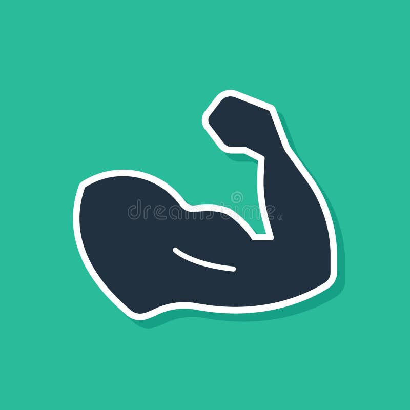 Blue Bodybuilder Showing His Muscles Icon Isolated On Green Background ...