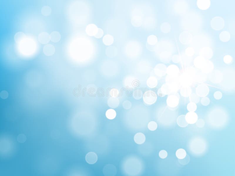 Blue bokeh light sparkling effect on vector shining sky background stock illustration