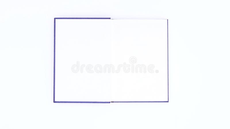 Blue book appear and open on white theme. Stop motion stock illustration
