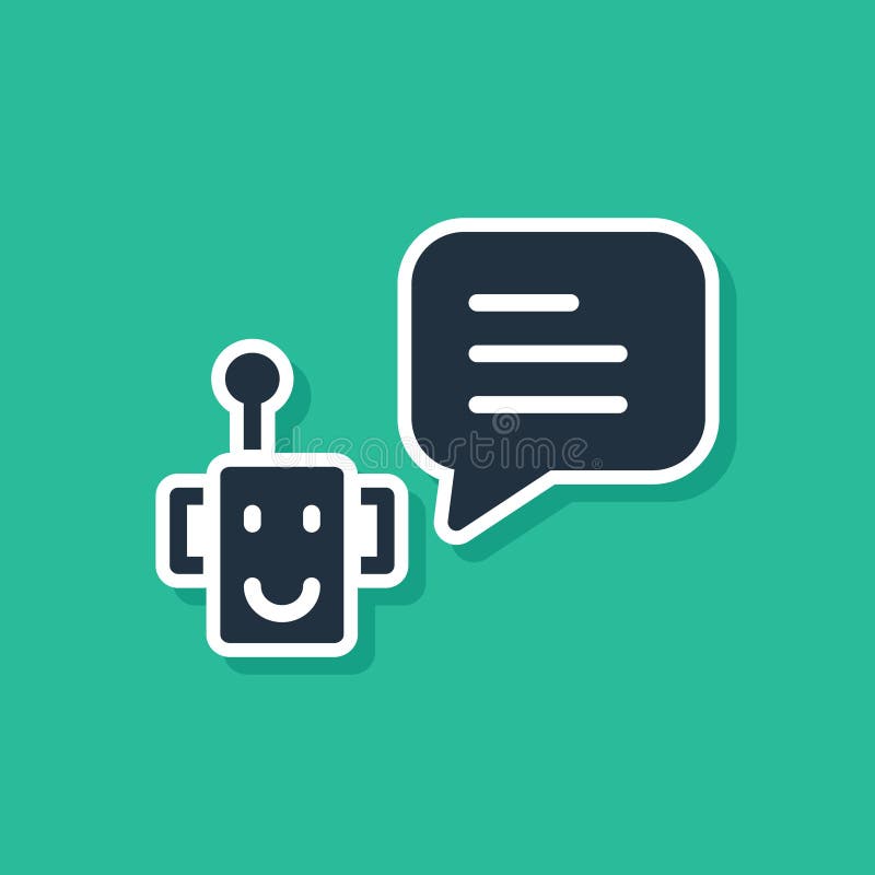 Blue Bot icon isolated on green background. Robot icon. Vector royalty free illustration