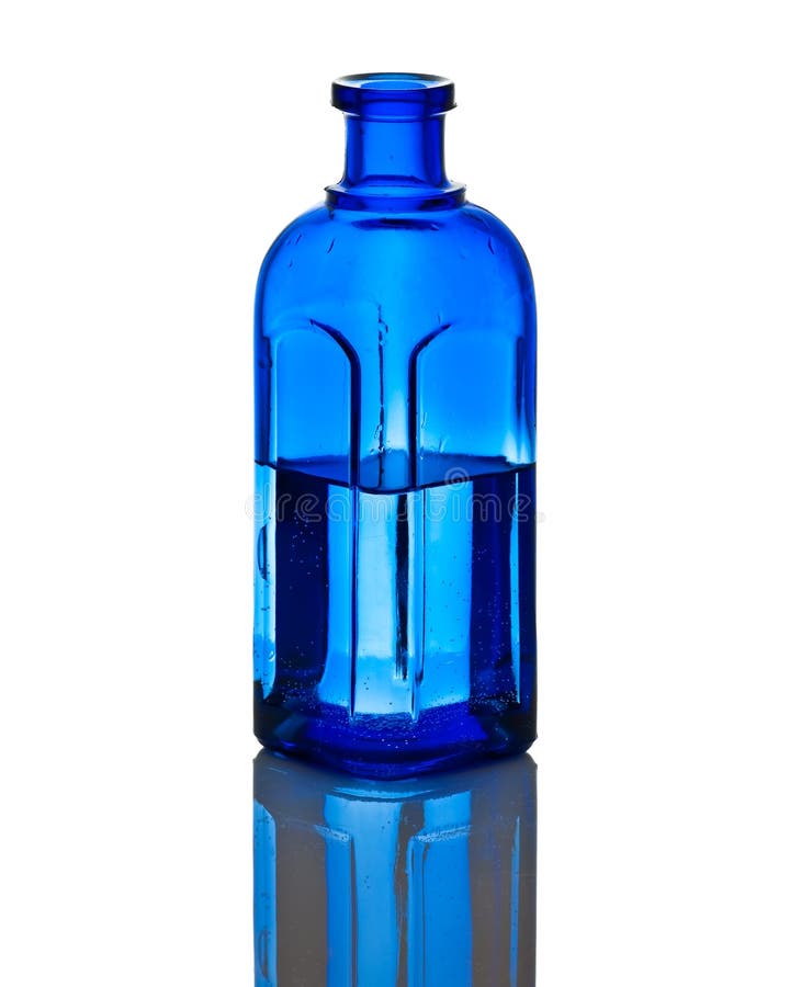 Blue Bottle wih water stock photo. Image of white, clear 12032280