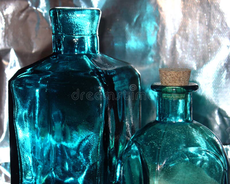 Blue Bottles stock photo. Image of bottles, still, household 942598