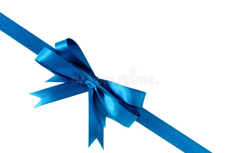 Blue bow gift ribbon corner diagonal