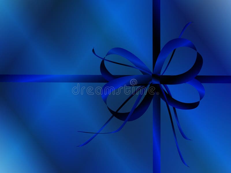 Blue Bow and Wrapping Paper Stock Illustration Illustration of