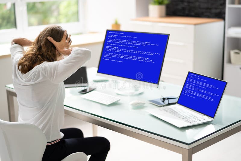 Blue BSOD Error At Computer stock photography