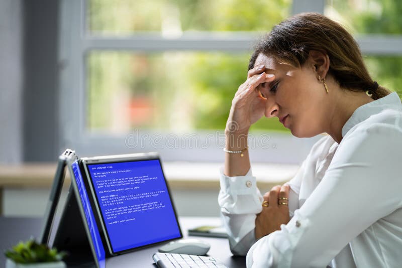 Blue BSOD Error At Computer stock photo