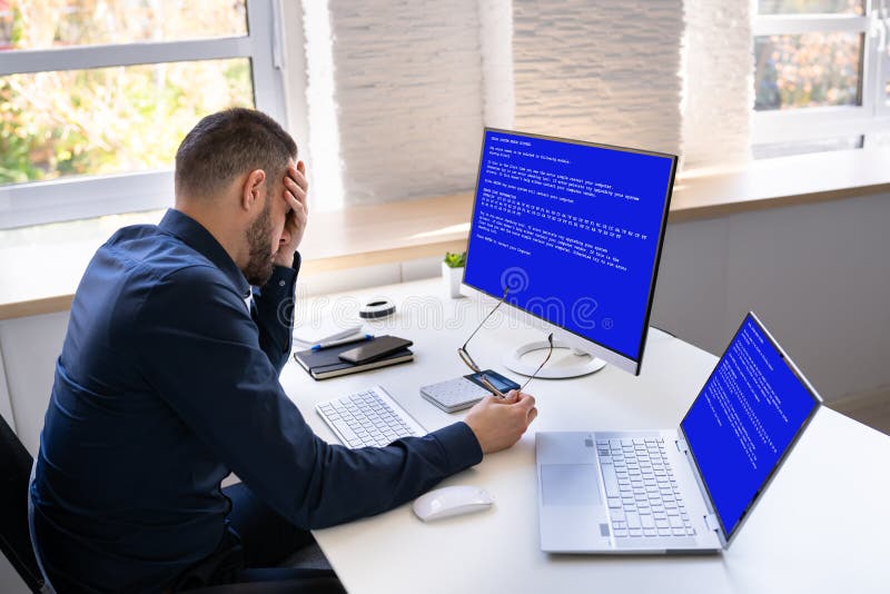 Blue BSOD Error At Computer stock photography
