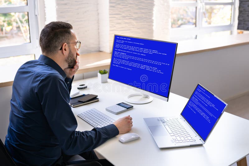 Blue BSOD Error At Computer royalty free stock images