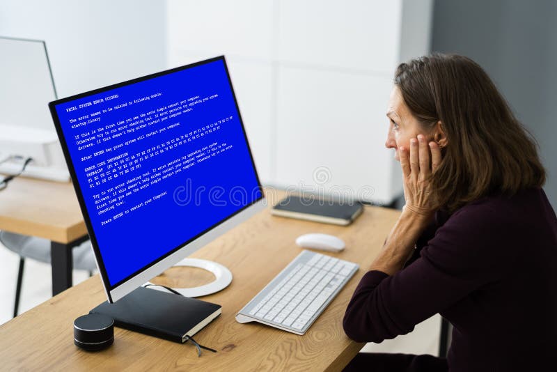 Blue BSOD Error At Computer stock photography