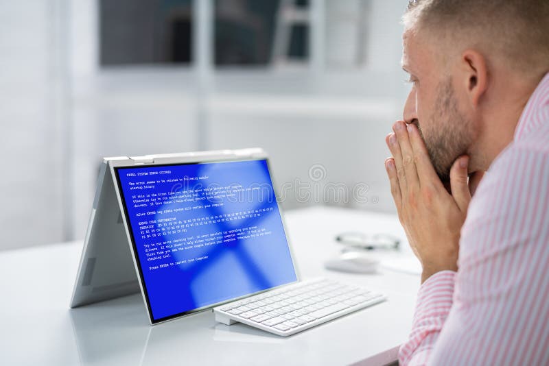 Blue BSOD Error At Computer stock photos