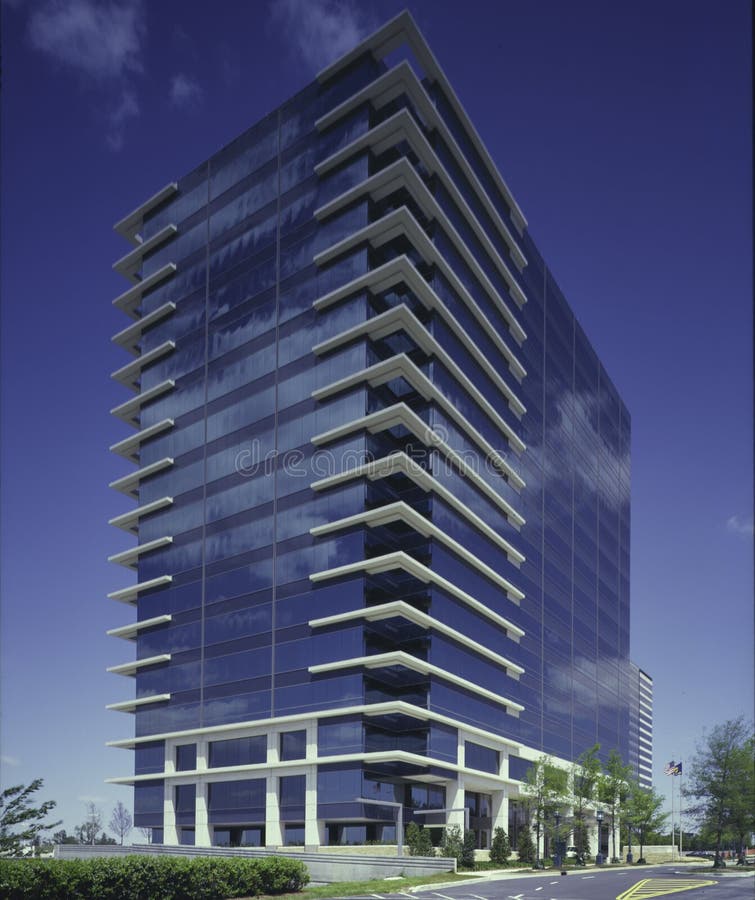 Blue building with clouds