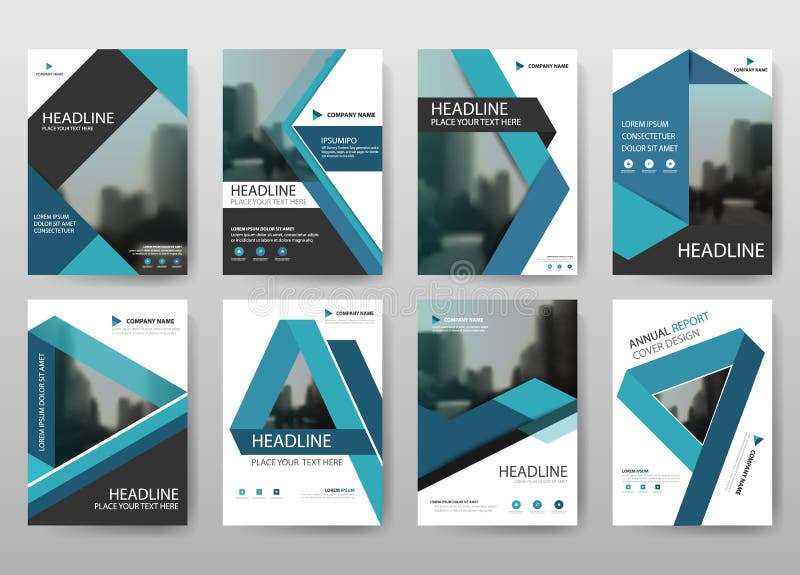 Blue bundle annual report brochure flyer design template vector, Leaflet cover presentation abstract flat background