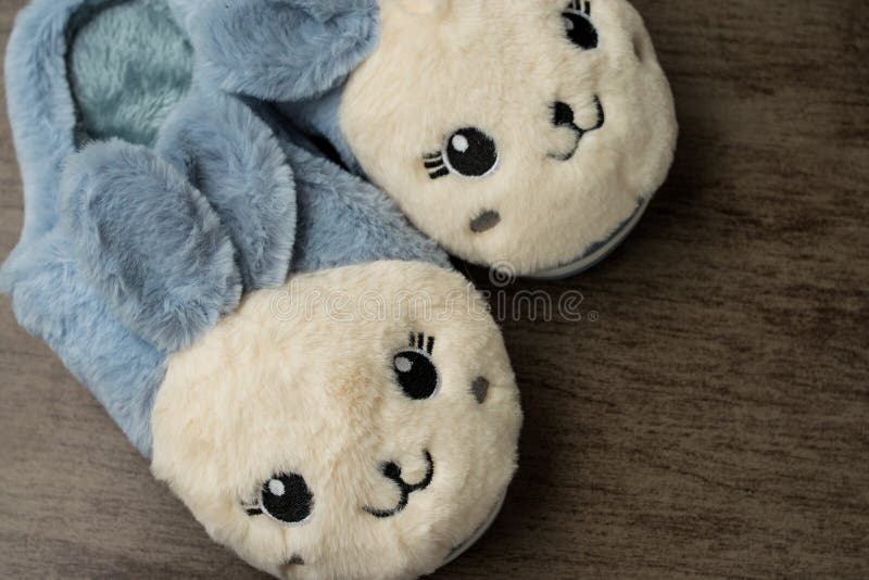 blue bunny slippers