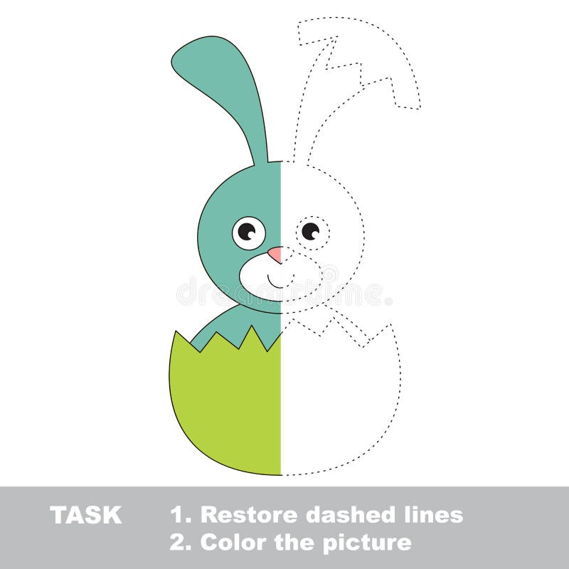 Blue Bunny to be colored. Vector trace game.