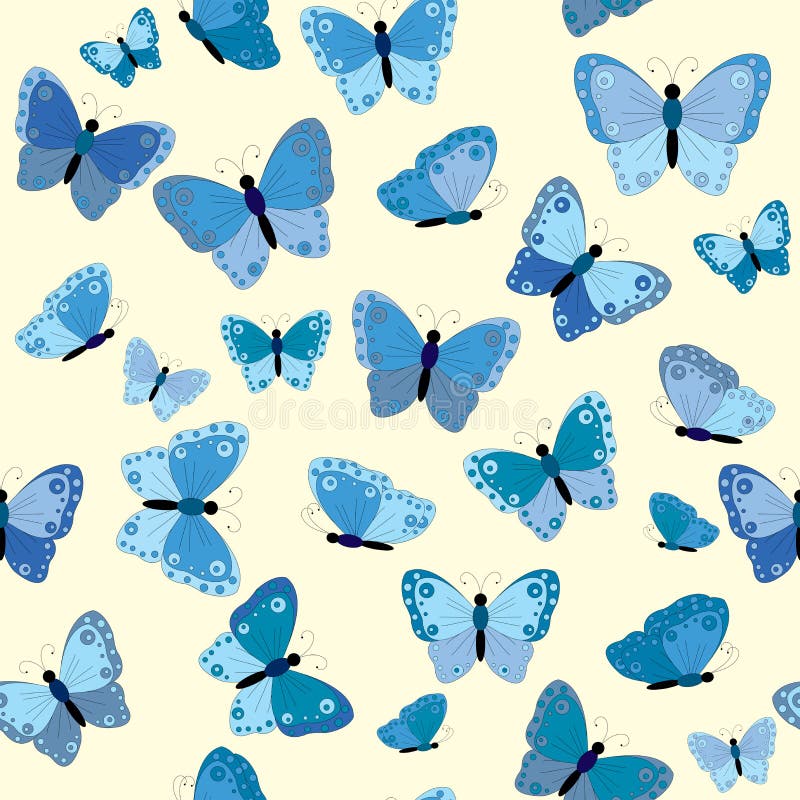 Blue butterflies seamless background royalty free illustration