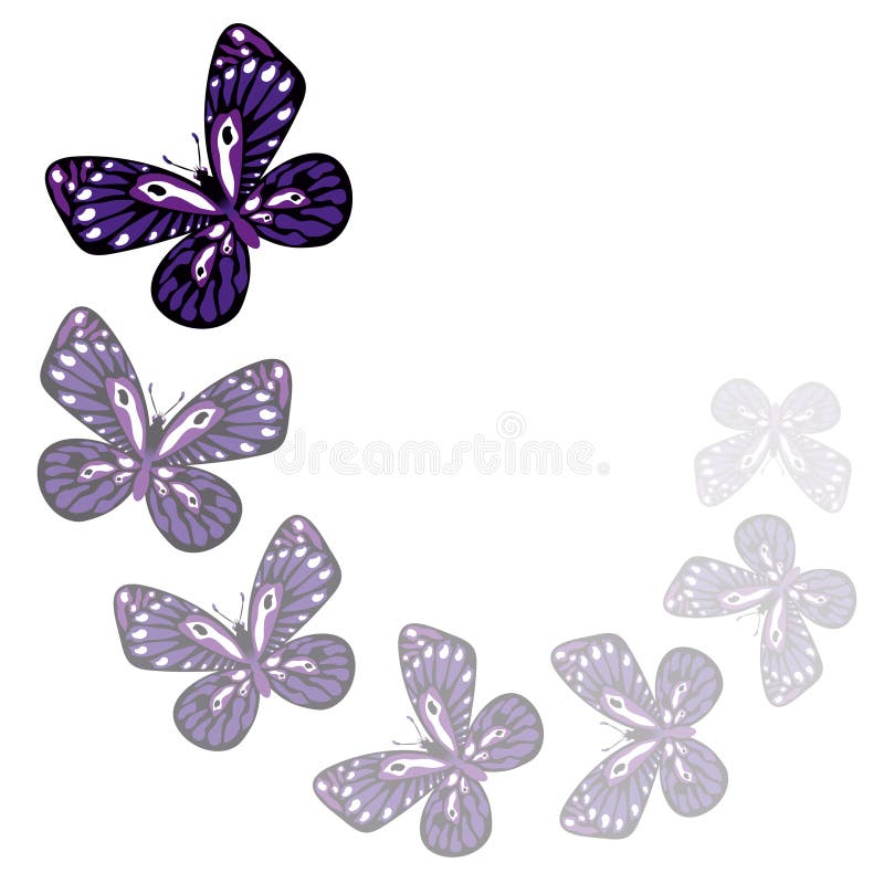 Butterflies Flying in a Circle on a Blue Background Stock Vector
