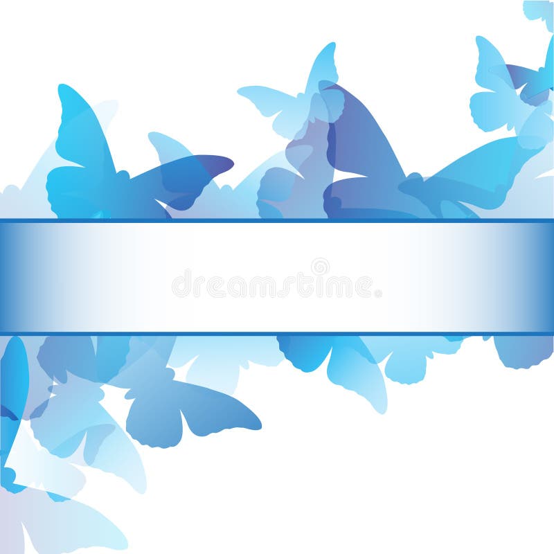 Blue Butterfly Frame Design Stock Vector Illustration of template