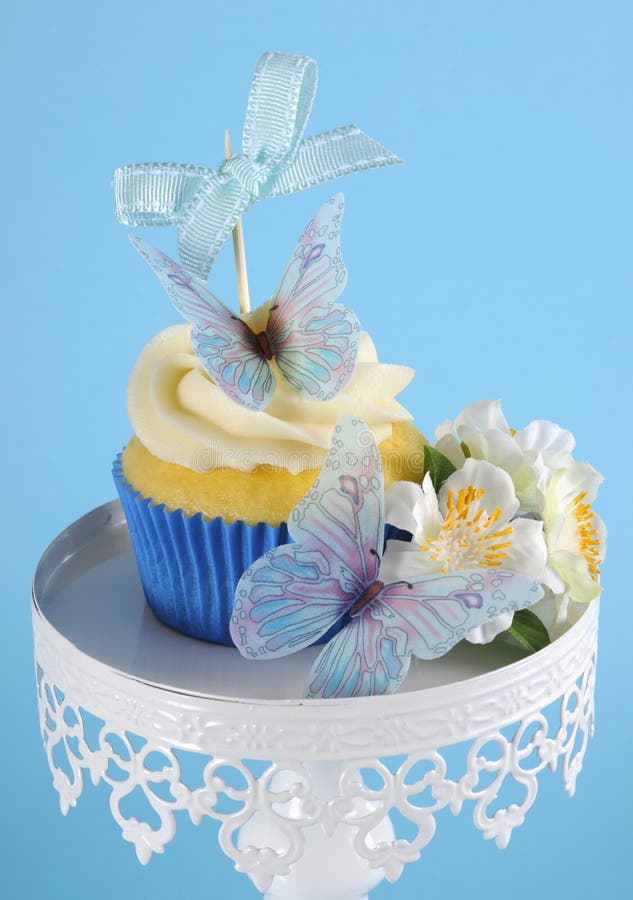 Blue butterfly theme cupcake stock photography Blue butterfly theme cupcake stock photography