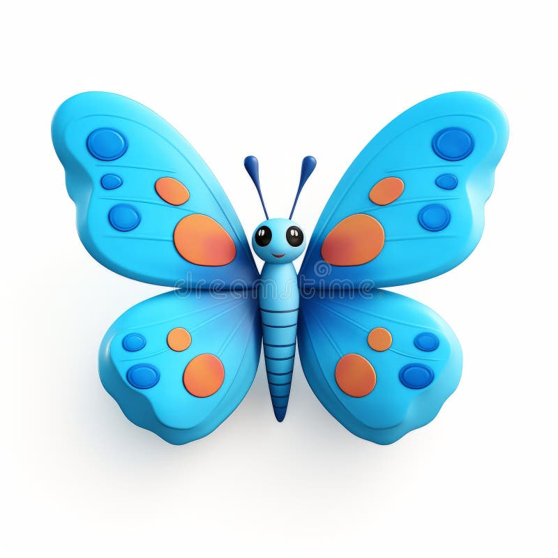 Playful 3d Butterfly Design On White Background