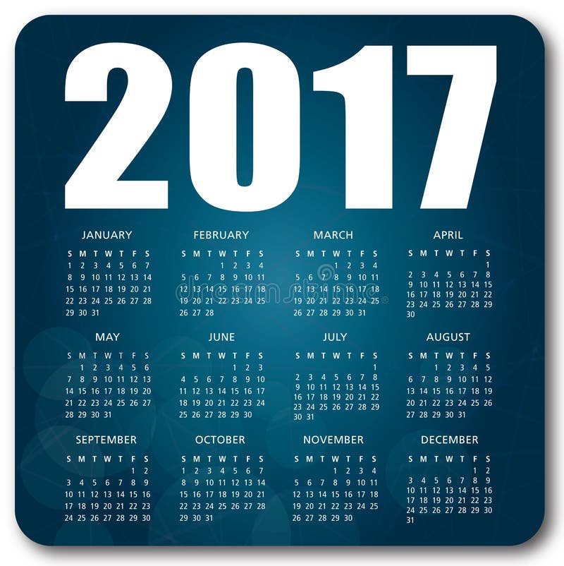 Blue calendar 2017