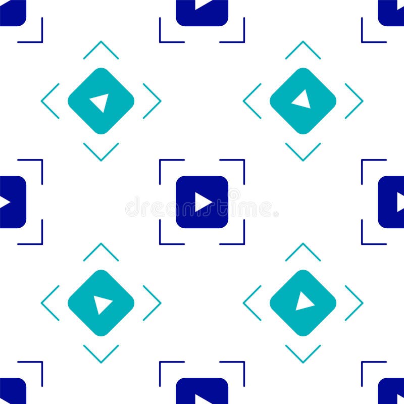 Blue Camera focus frame line icon isolated seamless pattern on white background. Vector stock illustration