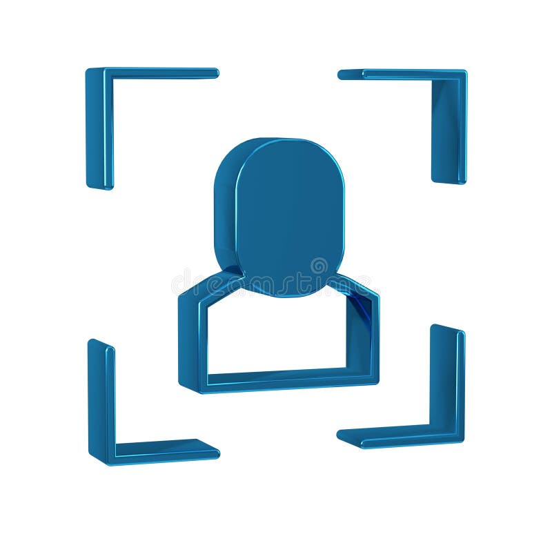 Blue Camera focus frame line icon isolated on transparent background. royalty free illustration