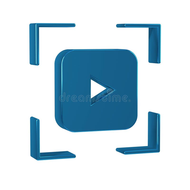 Blue Camera focus frame line icon isolated on transparent background. vector illustration