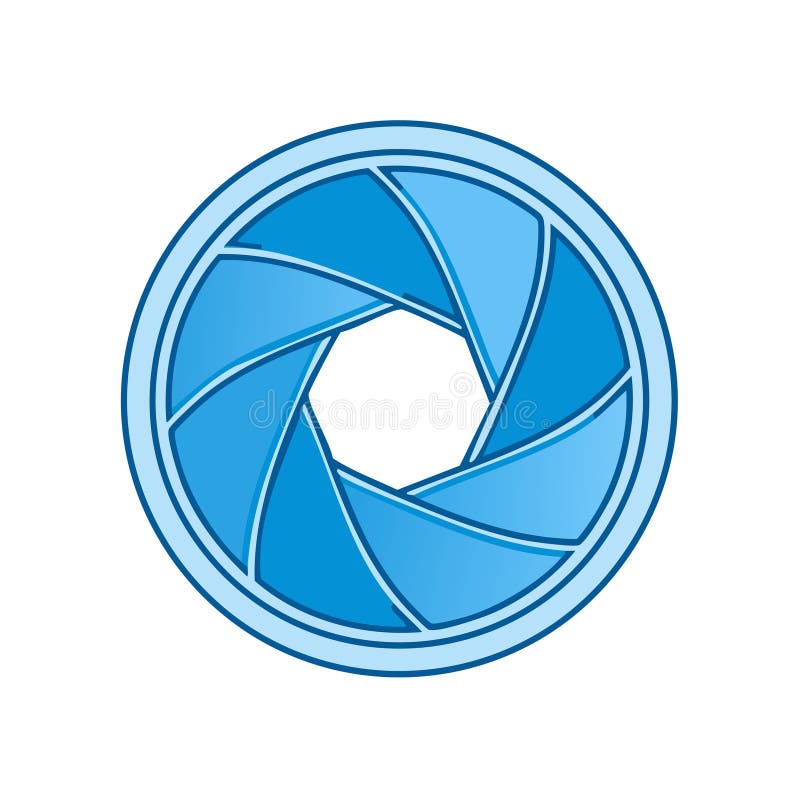 Blue camera lens aperture graphic illustration royalty free illustration