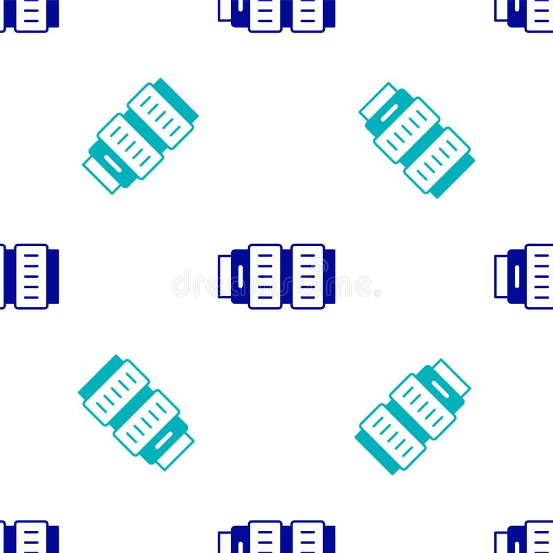 Blue Camera photo lens icon isolated seamless pattern on white background. Vector vector illustration