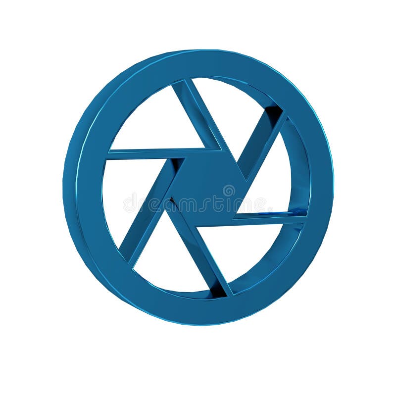 Blue Camera shutter icon isolated on transparent background. stock illustration