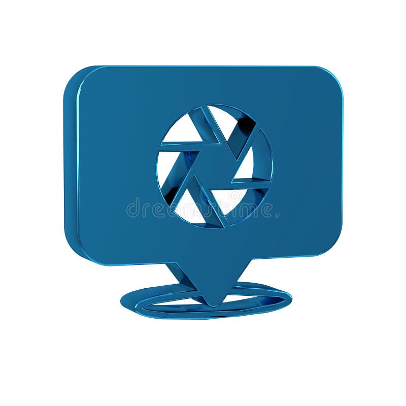 Blue Camera shutter icon isolated on transparent background. stock illustration