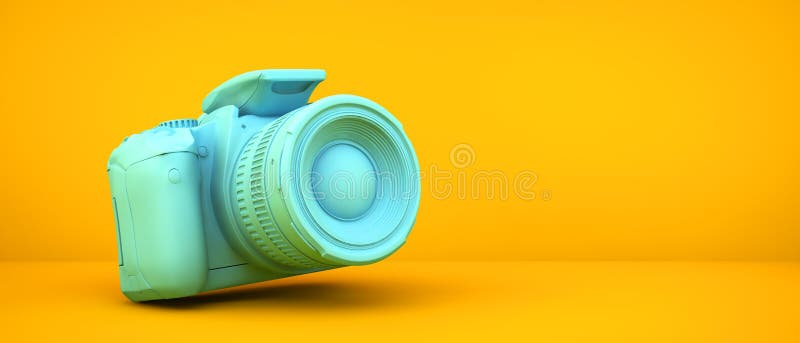 Blue camera on yellow background royalty free illustration