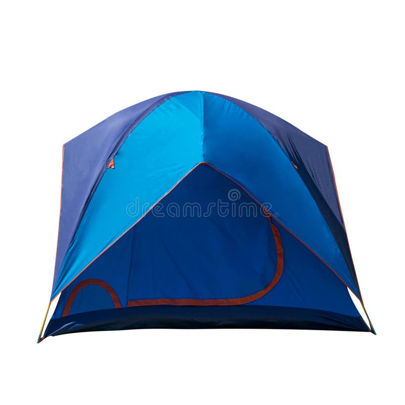 Blue Camping Tent Isolated on White Background, Dome Tent, Camping