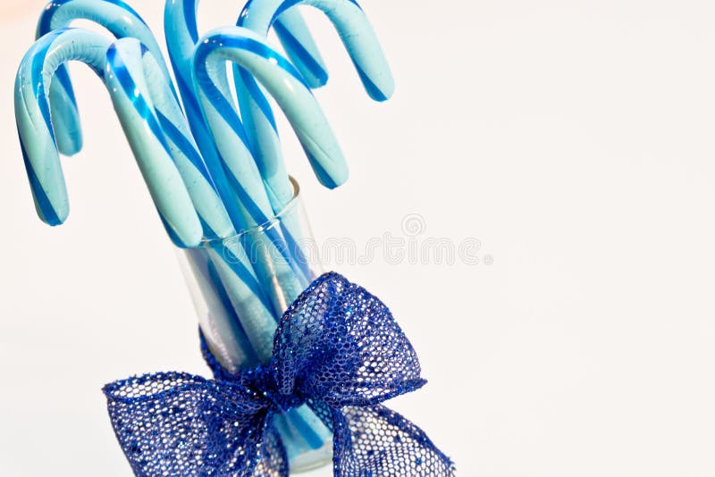 Blue Candy Canes stock image. Image of ribbon, striped 37748575