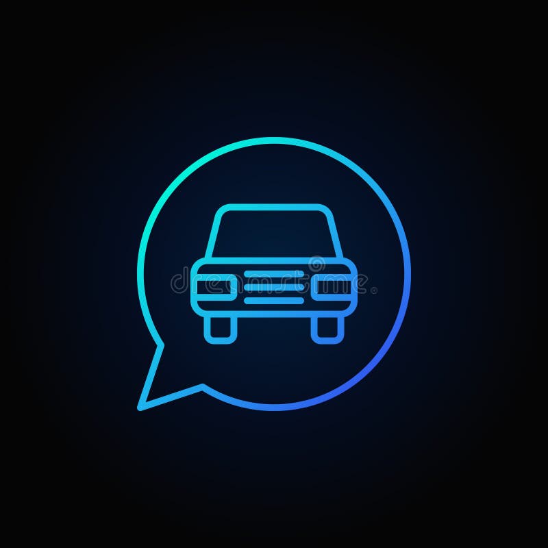 Blue car in speech bubble icon royalty free illustration