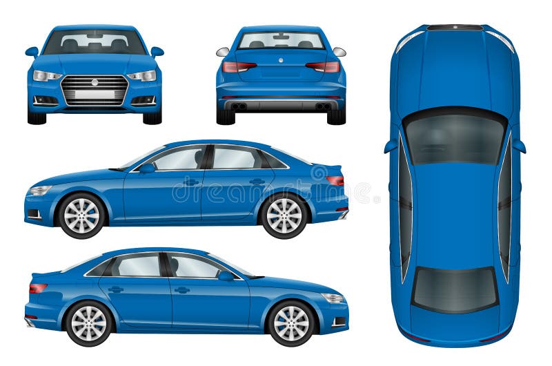 Premium Vector  Blue sedan cartoon illustration. generic car