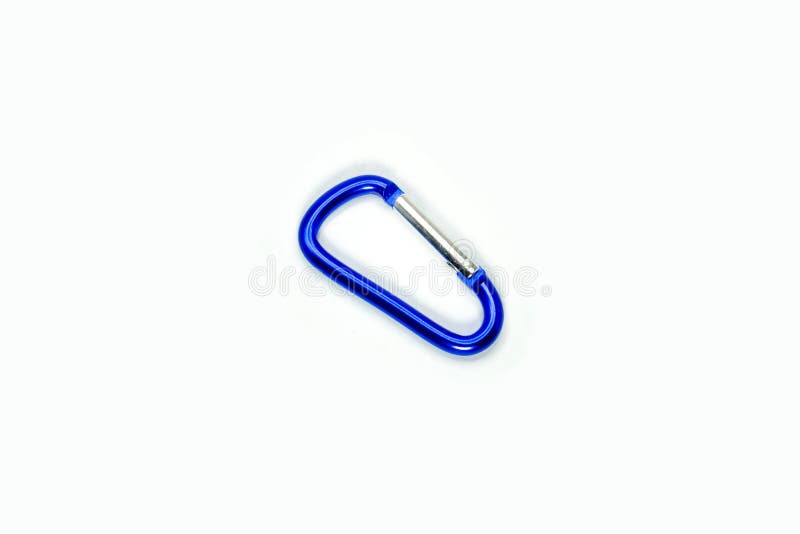 Blue carabiner royalty free stock image