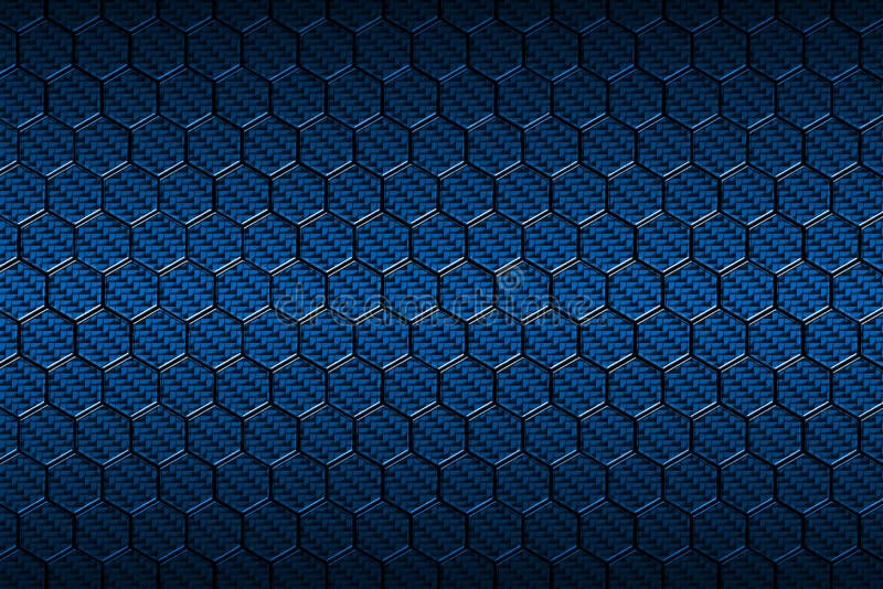 Blue Carbon Fiber Hexagon Pattern. Stock Illustration