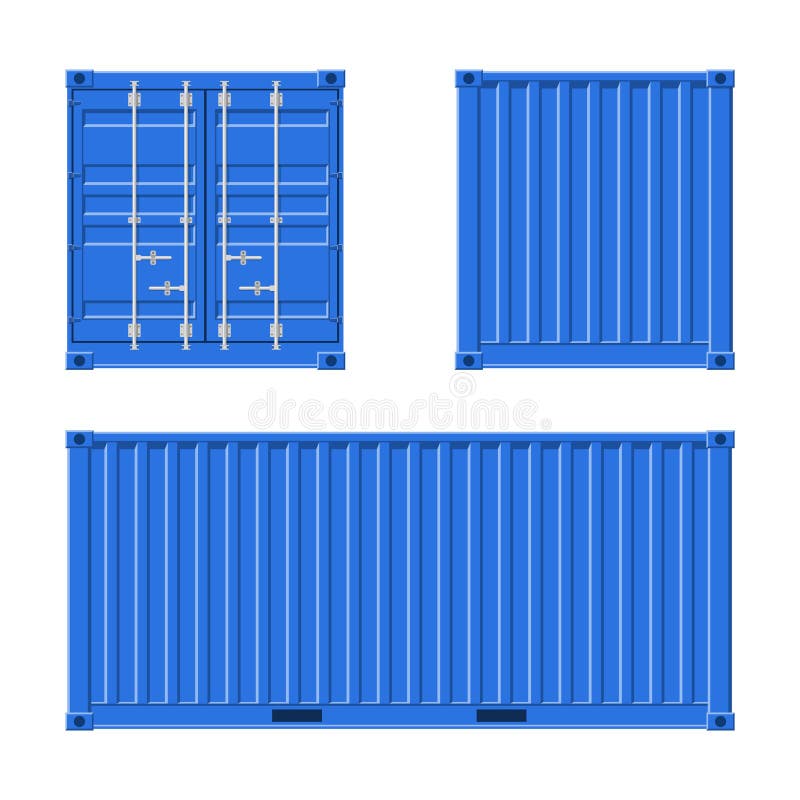 Blue Cargo Container for Shipping and Sea Export Isolated on White ...