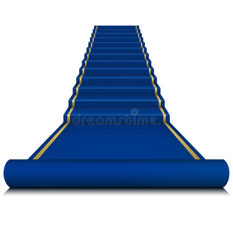 Blue carpet with ladder vector illustration