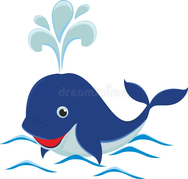 Blue Cartoon Baby Whale Isolated On White Background. Stock Vector ...