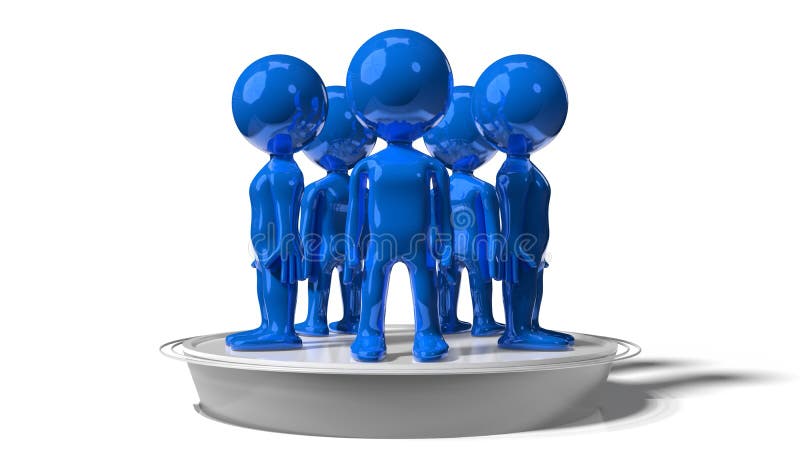 Blue cartoon characters, teamwork concept royalty free illustration