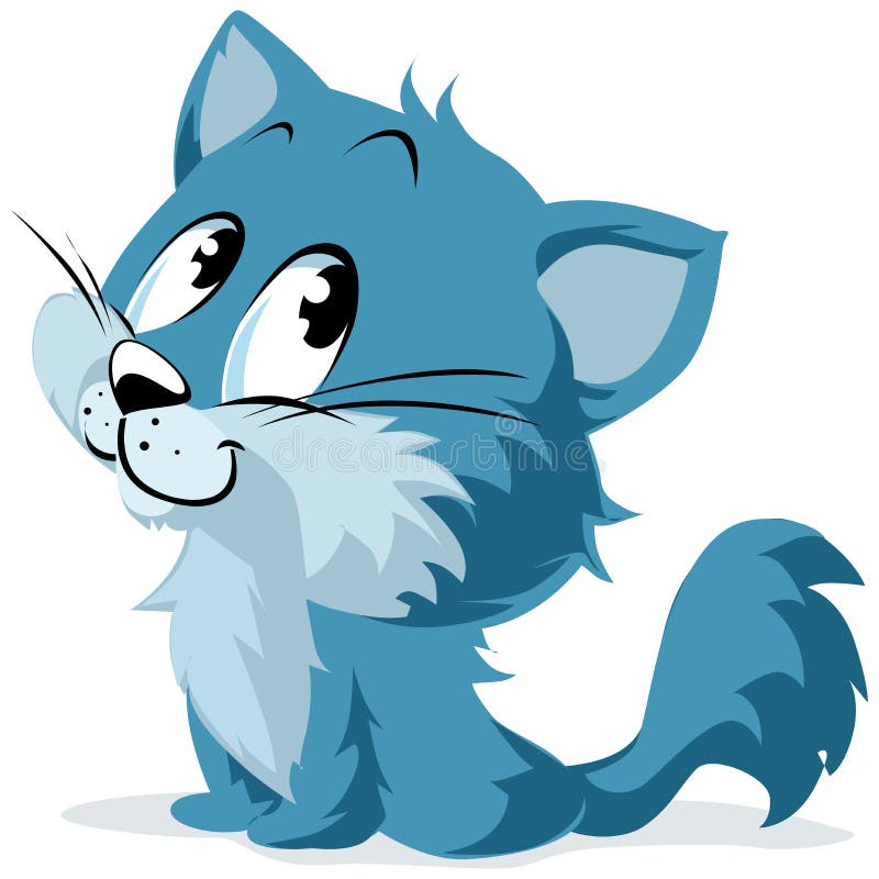 Blue Cartoon Kitten or Cat stock vector. Illustration of happy - 26652956