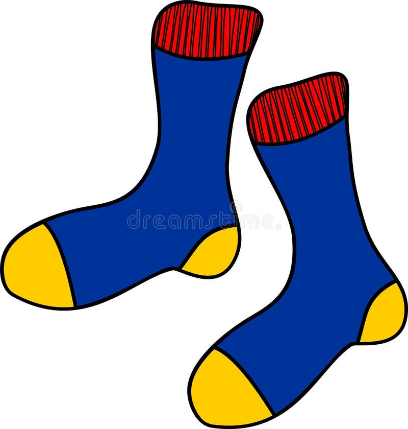 Blue Cartoon Socks on White Background Stock Vector - Illustration of ...