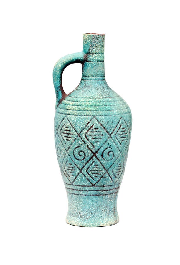 Blue Ceramic Jug Vase with Handle Isolated Stock Image Image of