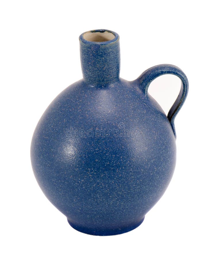 Blue Ceramic Jug Vase Handle Isolated White Stock Image blue ceramic jug vase handle isolated white