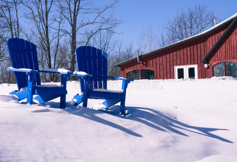 Winter Adirondack Chairs stock image. Image of outdoors 17590253