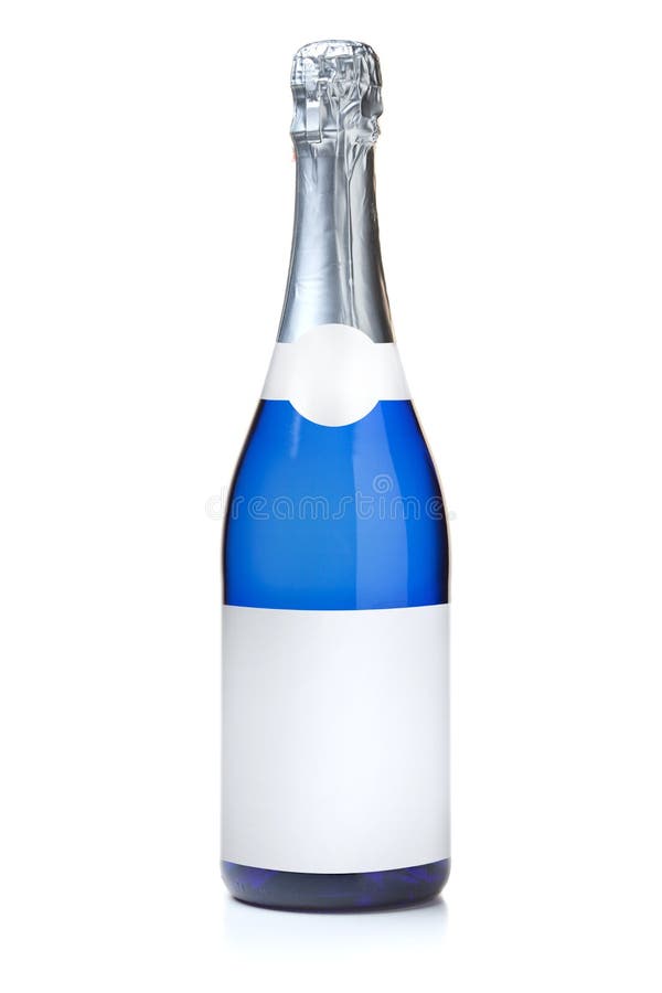 Blue champagne bottle stock photo. Image of gold, drink 16860752