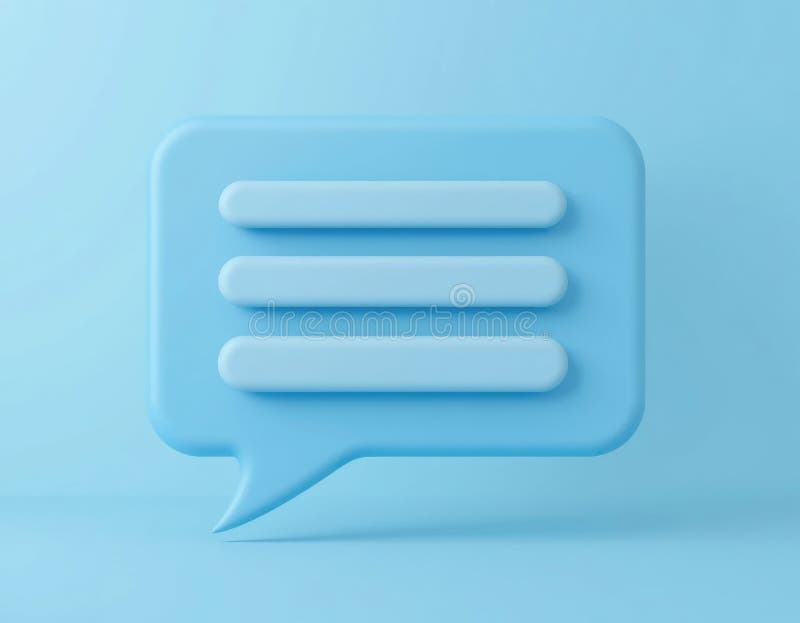 Blue Chat Bubble Icon with Three Lines for Message Communication stock illustration